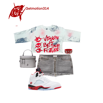 Crop Fire red 5s Visionary Shirt