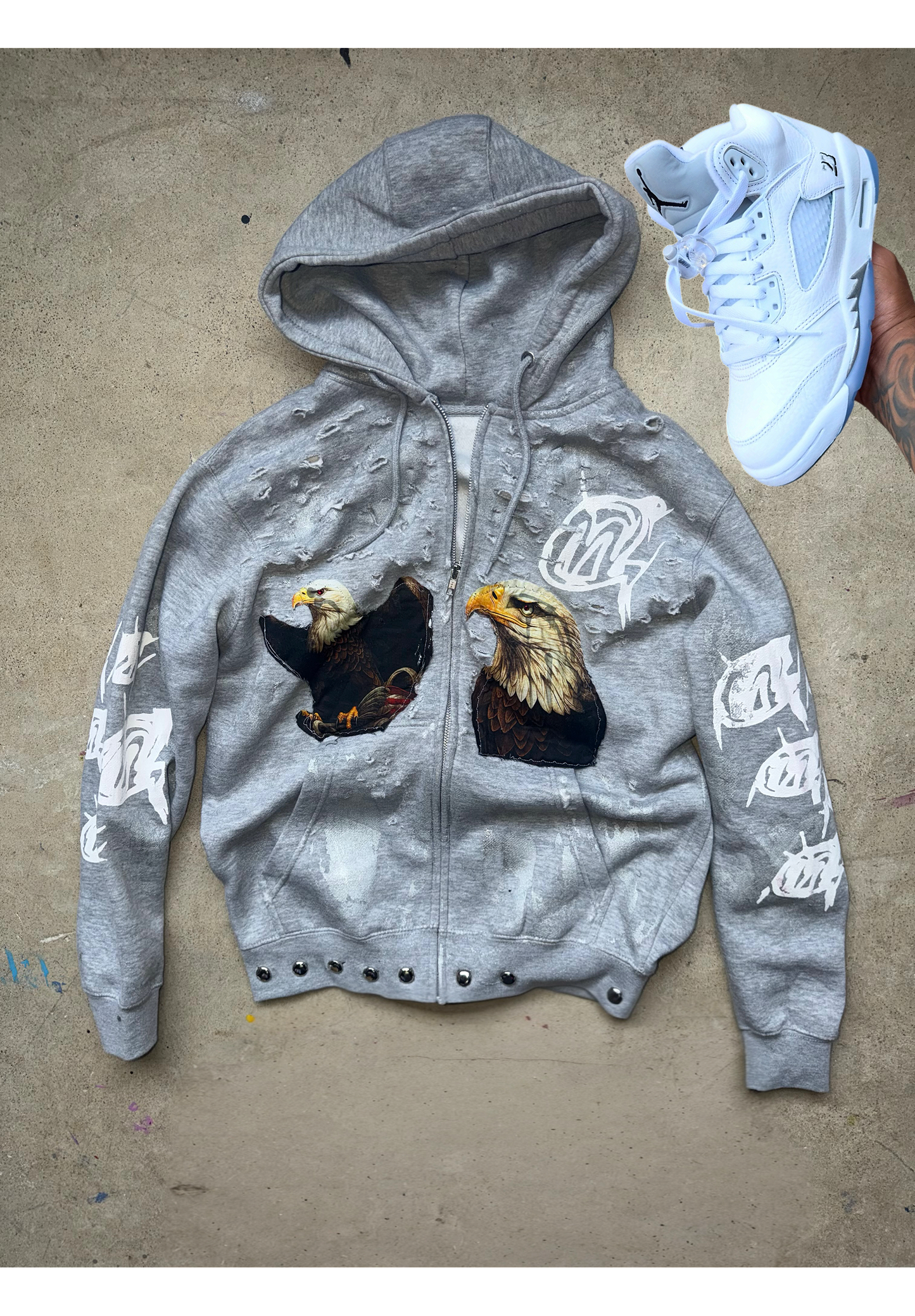 Grey white eagle Zip-Up ( only 1 made)