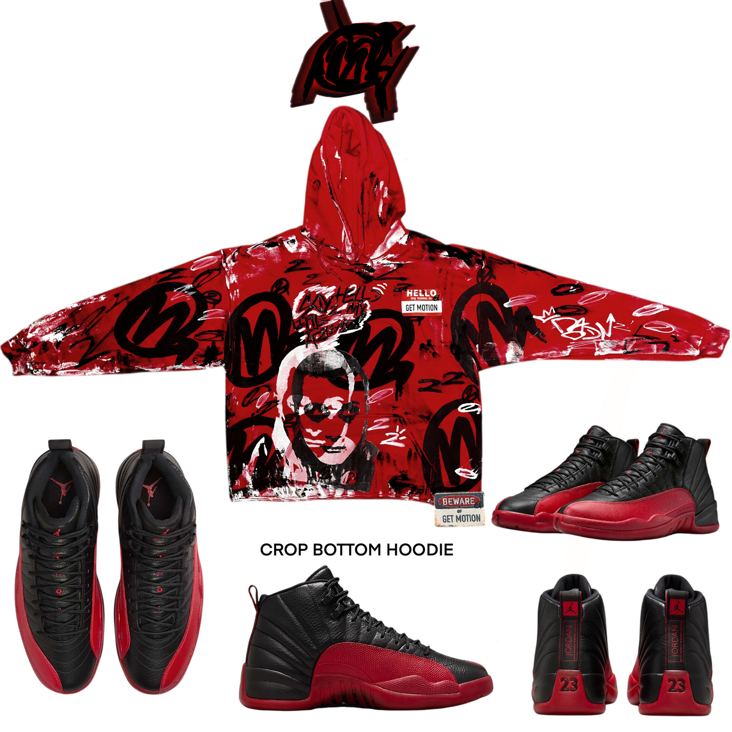 FLU GAME 12s graffiti hoodie