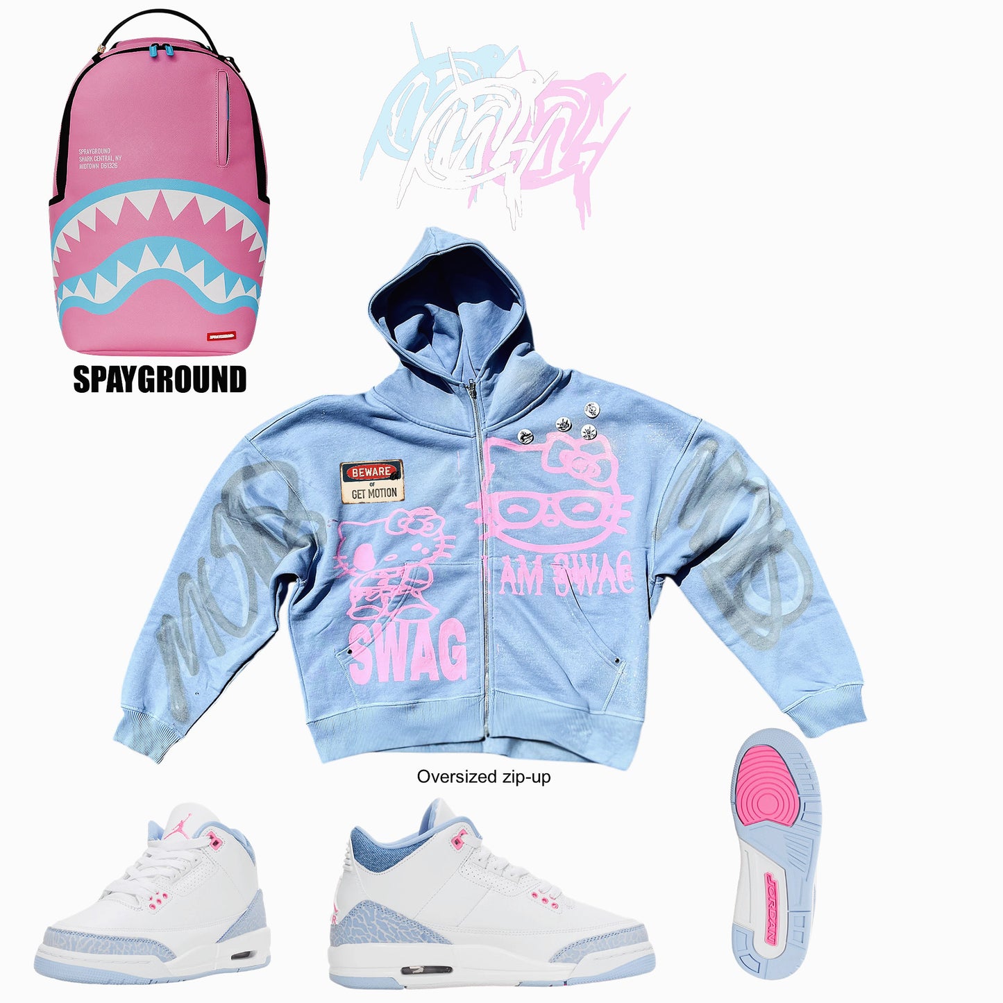 Colbat 3s  graffiti zip up