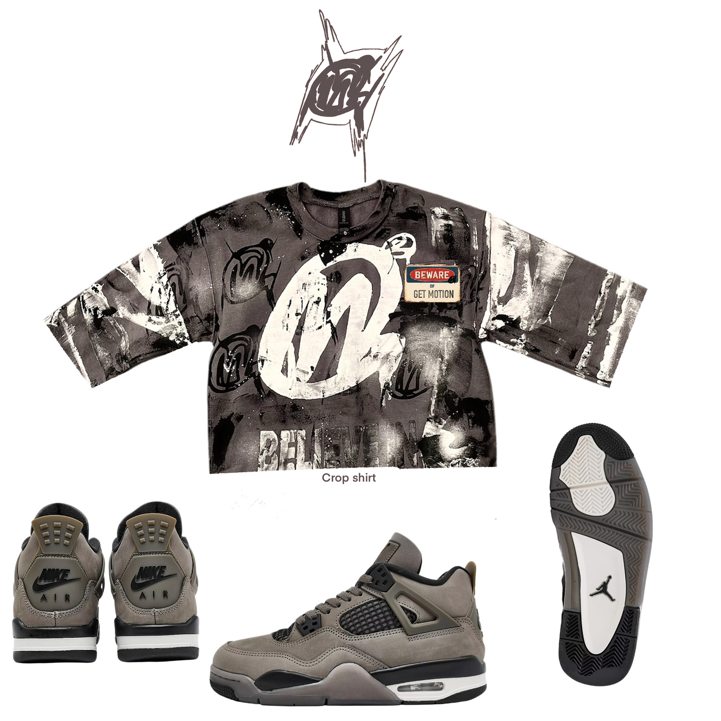 Crop Cave stone 4s   Graffiti Shirt