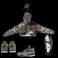 Crop Cave stone 4s graffiti hoodie