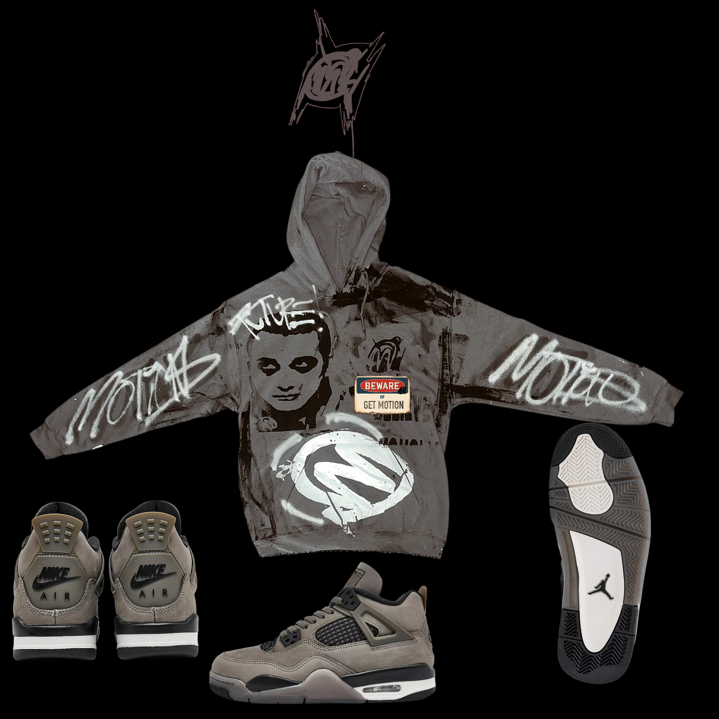 Cave stone 4s graffiti hoodie