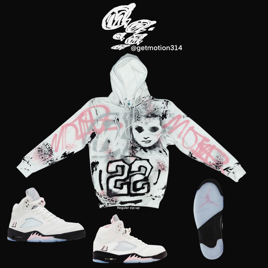Soft pink 5s  graffiti zip up