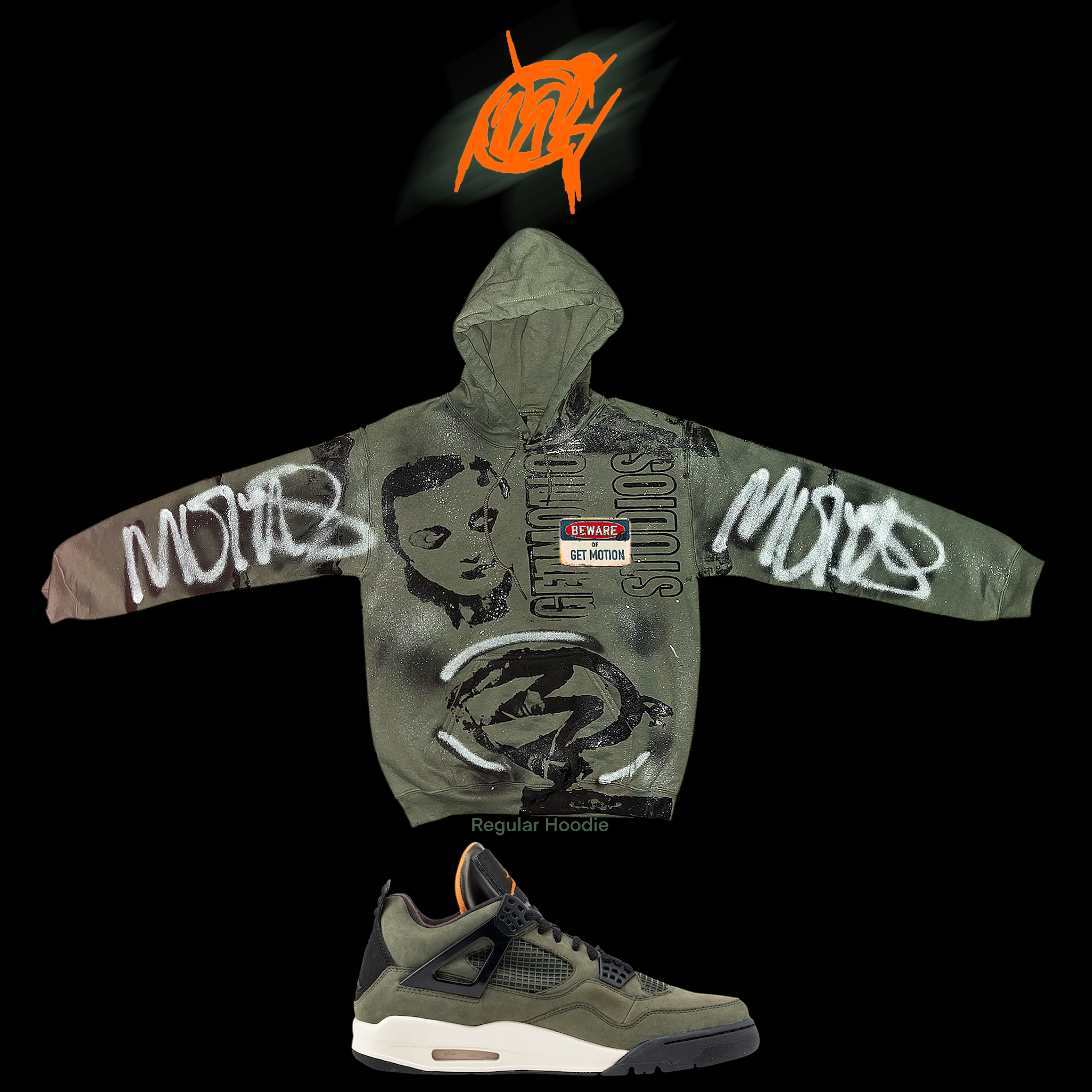 Undefeated 4s  graffiti hoodie