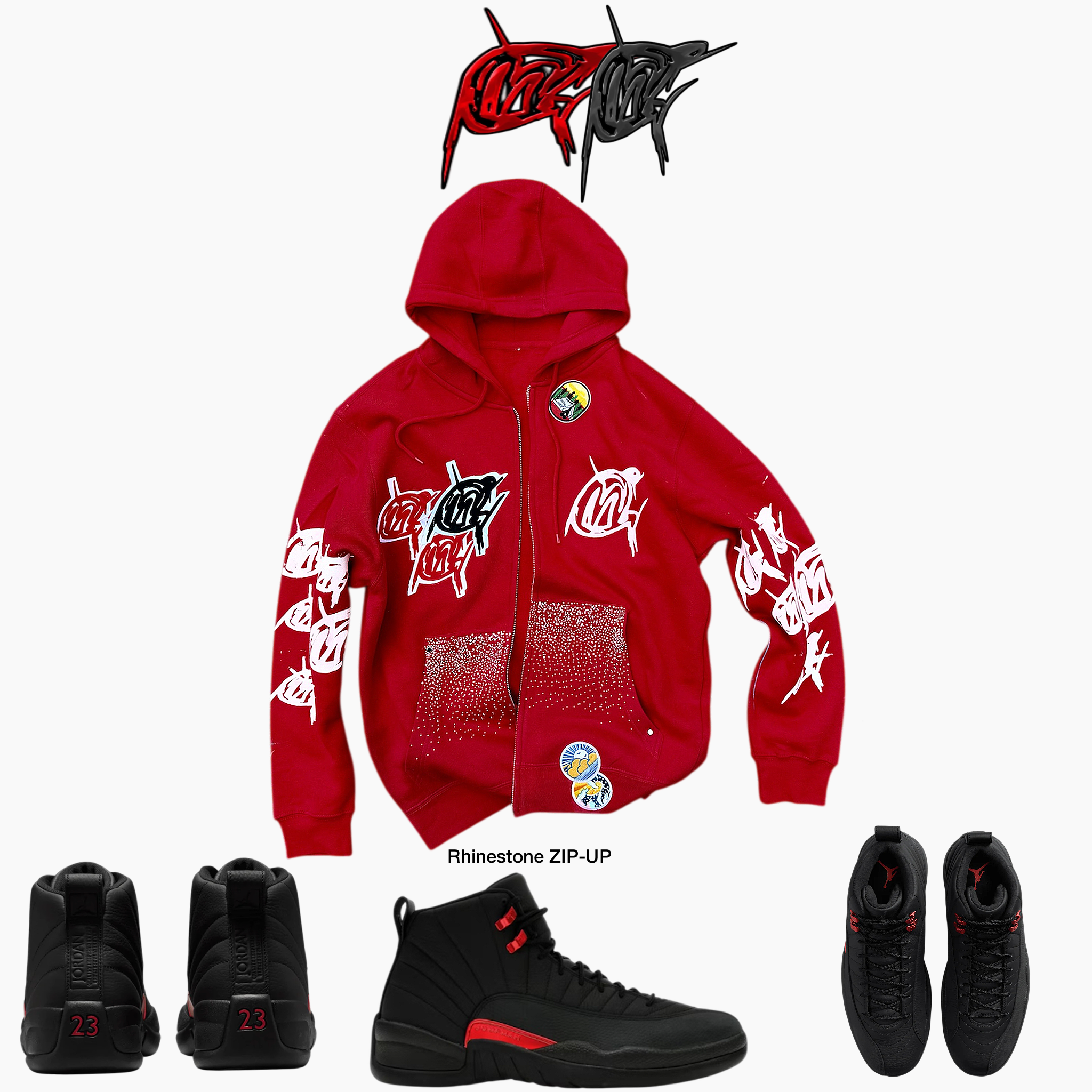 Bloodline Rhinestone visionary zip-up