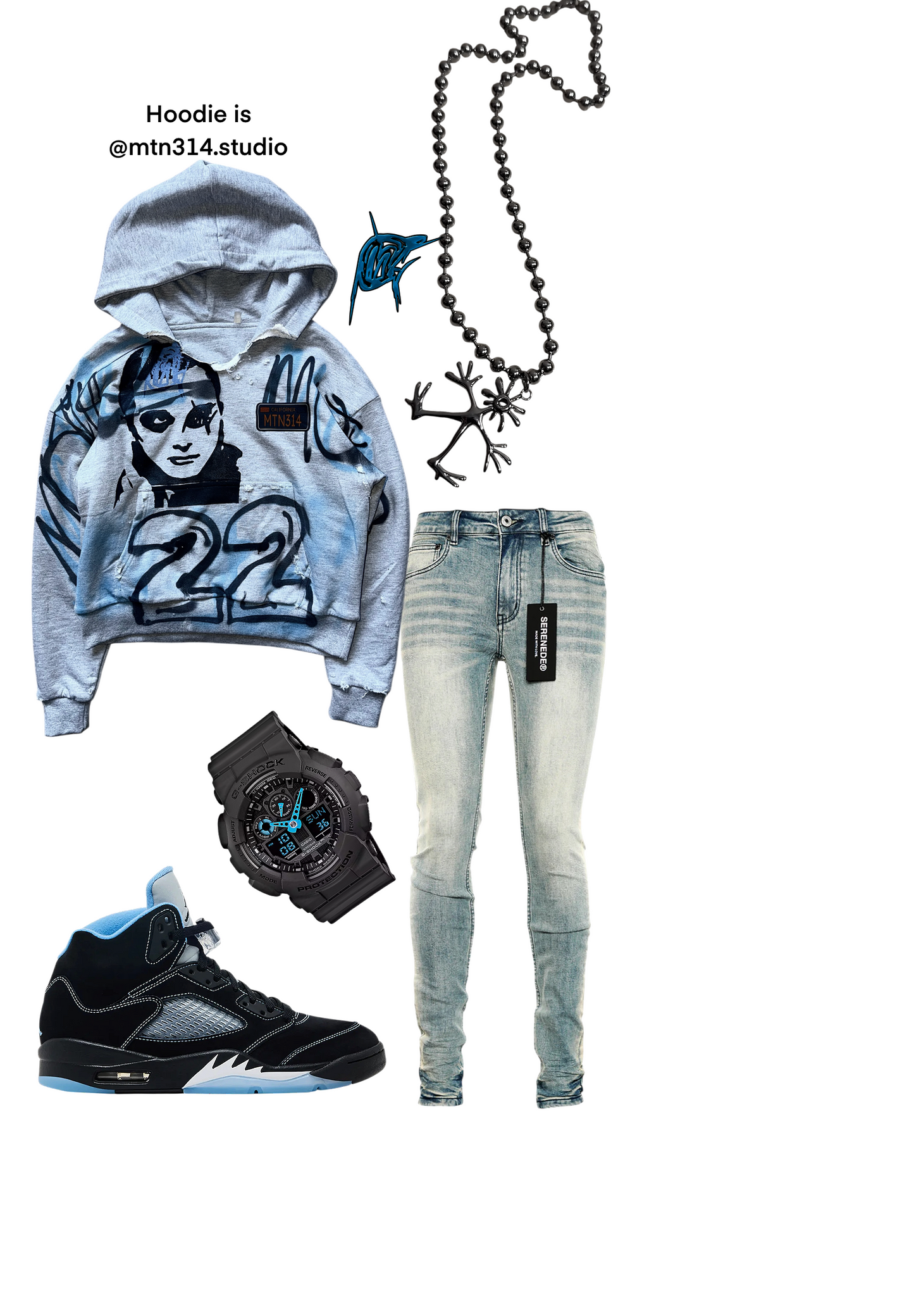 Distressed Carolina HEAVYWEIGHT Graffiti Hoodie