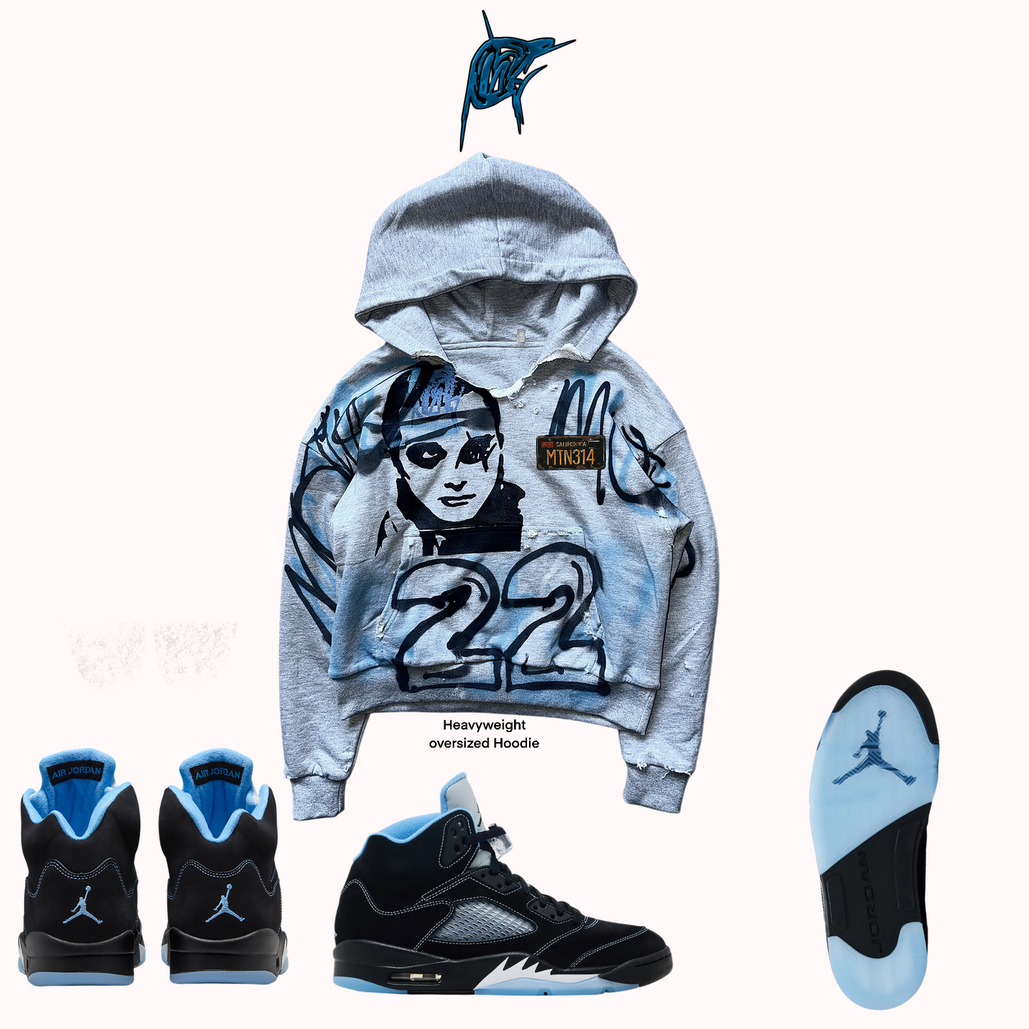 Distressed Carolina HEAVYWEIGHT Graffiti Hoodie
