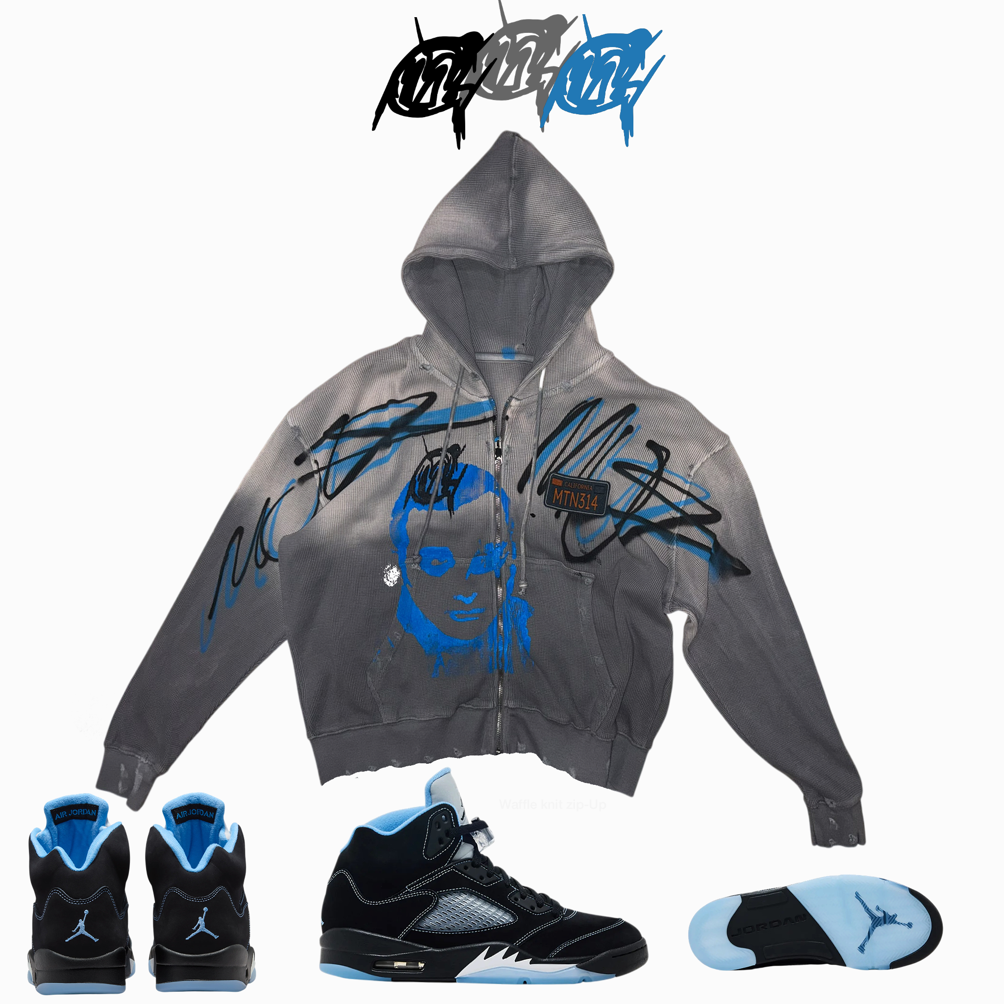 Carolina blue thermal zip-up