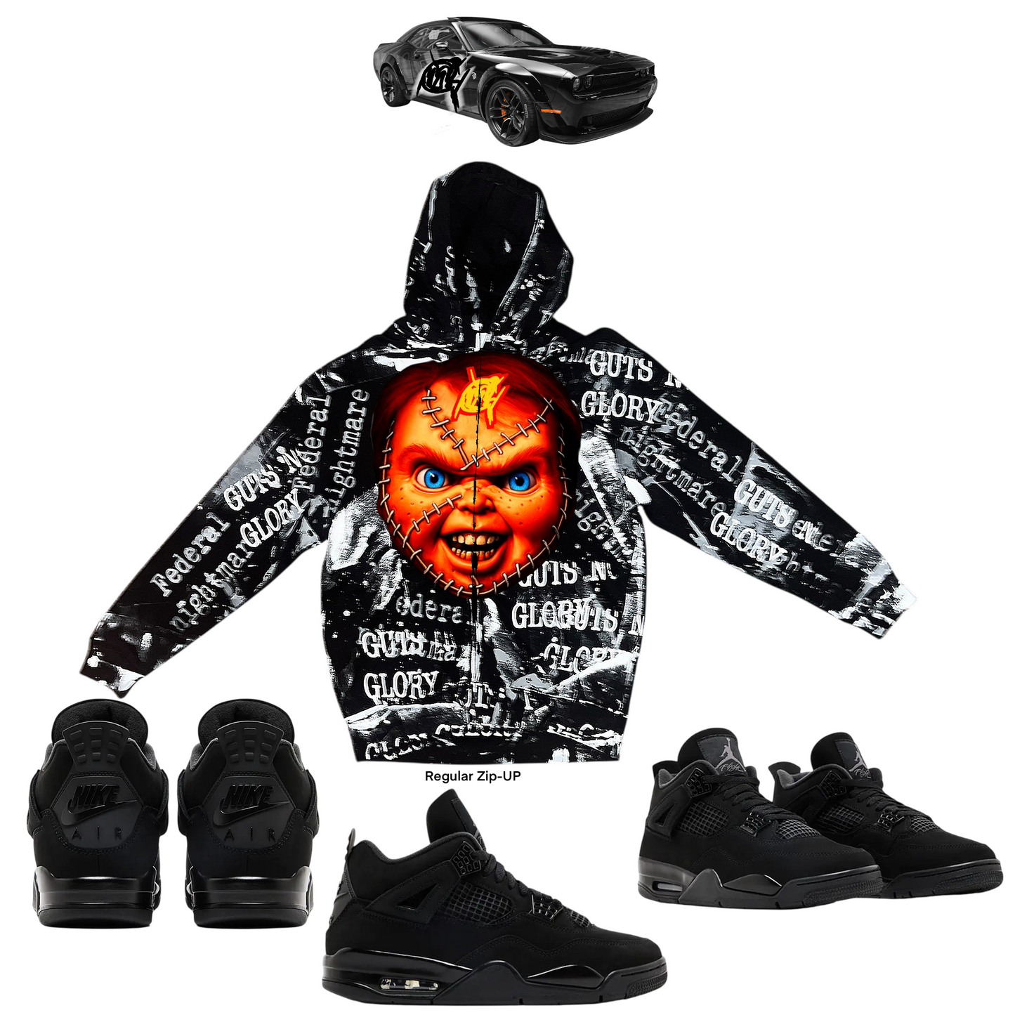 Black Good Guys Graffiti Zip-Up