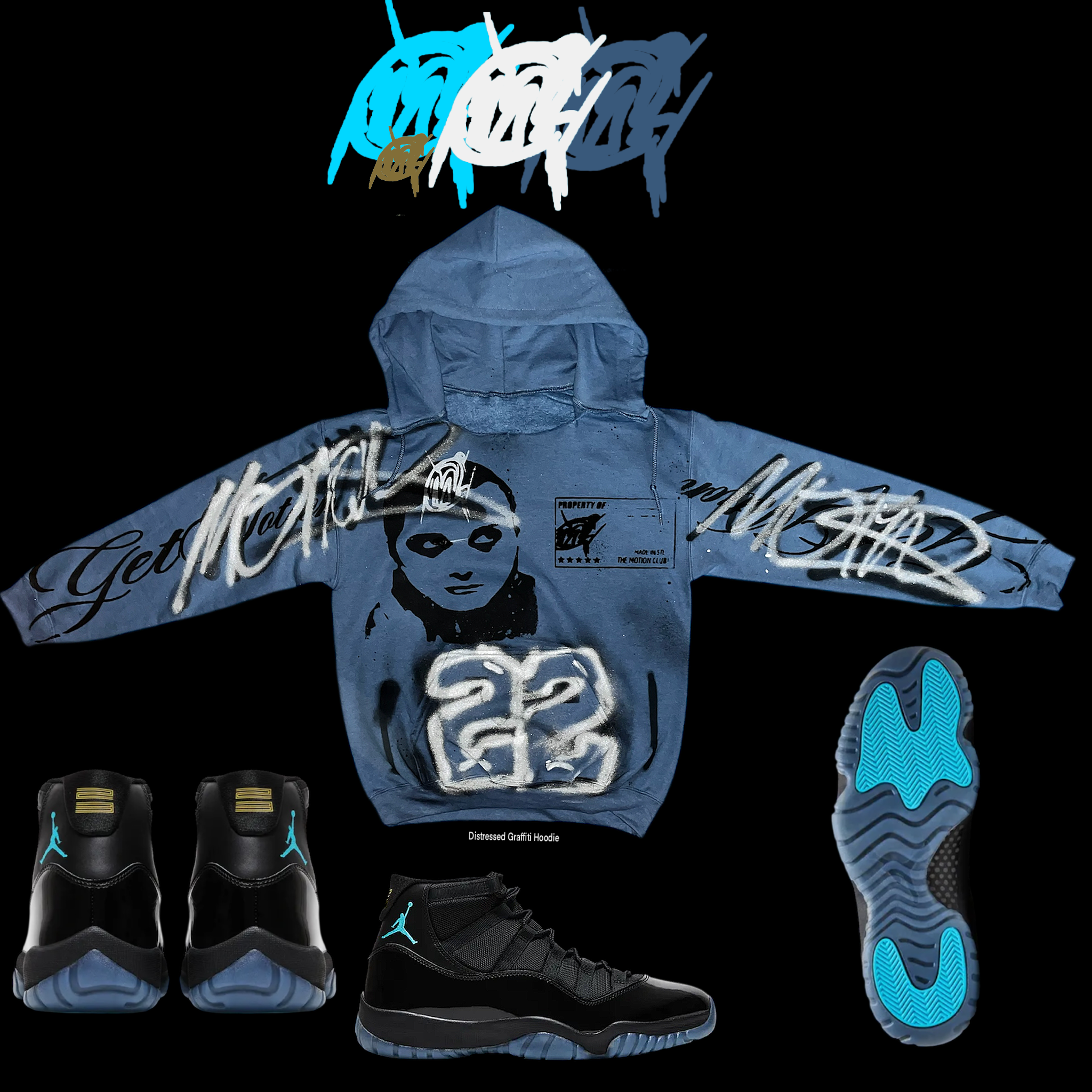 Gamma 11s  graffiti hoodie