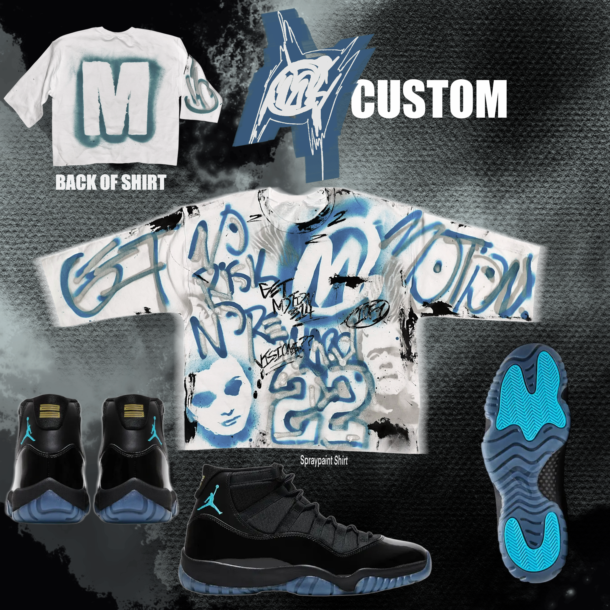 Spray-paint Gamma 11s  graffiti shirt