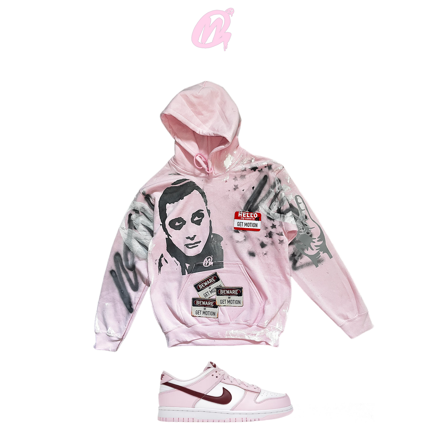 Baby pink Graffiti Hoodie